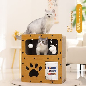 Griffoir pour <span class=keywords><strong>chat</strong></span> moderne de luxe et lit toutes saisons, taille extra-large, trois couches, carton ondulé remplaçable, emballé - Product Image 2