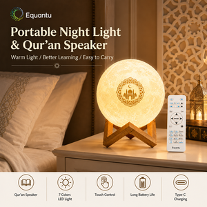 Equantu SQ168 Muslim Moon Quran <b>Speaker</b> Full Quran 8GB TF Card 17 Languages 15 Reciters Remote Control <b>Led</b> Light - Product Image 3