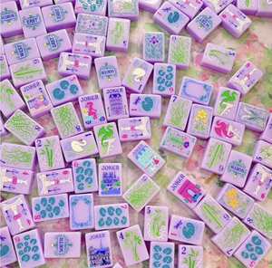 Ensemble de jeu de mahjong pliable de luxe personnalisé avec motifs gravés et imprimés, tuiles en acrylique anti-décoloration pour 4 joueurs - Product Image 4