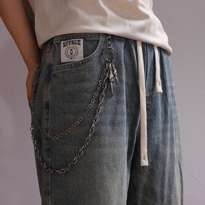 yuelyueli Double Layer Eagle Claw Pants <b>Chain</b> Zinc Alloy Hip Hop Waist <b>Chain</b> Casual Fashion Body <b>Chain</b> Gun Style <b>Black</b> - Product Image 1