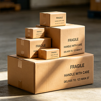 Boîtes de déménagement en carton ondulé avec poignée, logo imprimé personnalisé, design gratuit, vente en gros, impression rouge 'Manipuler avec soin', pour colis fragiles