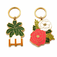 Porte-clés personnalisé en émail doux Porte-clés plante mignonne Breloques de jardinière Porte-clés en métal Alocasia en émail dur panaché Monstera Deliciosa