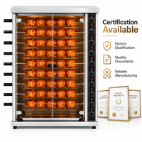 Four à rôtir commercial à 9 broches pour poulet, gaz ou électrique, en acier inoxydable, pour restaurants à fort volume de production
