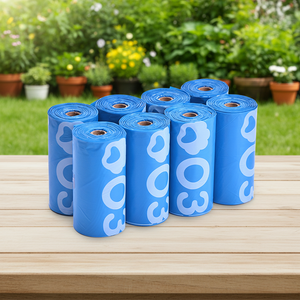 100% Leak-proof Eco-Friendly Biodegradable <b>Plastic</b> Dog Waste Poop Bags Odor Control Roll Refills Dispenser (PBAT+PLA+Starch) - Product Image 1