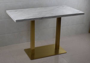 Mármol de superficie sólida y piedra de cuarzo Mesa de comedor provincial francesa Muebles de restaurante negros - Product Image 4