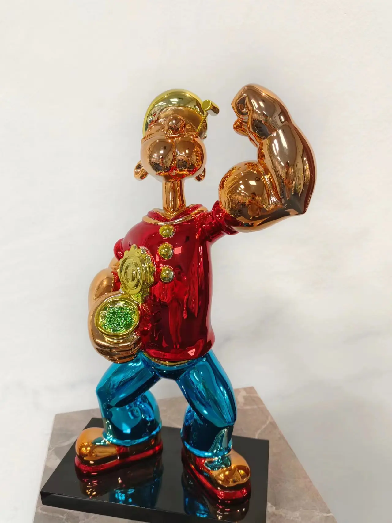 Placcatura all'ingrosso galvanica colore personalizzato pop Art scultura 60cm anatra 40CM decorazione Popeye statue Popeye fai da te home deco