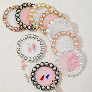 Palette de couleurs pour nail art de style japonais, en résine d'agate, incrustée de perles et de cristaux, pour le mélange de vernis, outil de manucure, vente en gros - Product Image 1