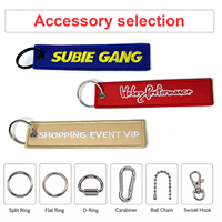 Geborduurde sleutelhangers met aangepast merklogo, bulkverpakking voor vliegtuigvlaggen, jet tags, accessoires & geweven stoffen label sleutelringen