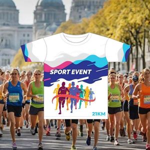 Camisetas Deportivas Personalizadas de Poliéster para Media Maratón, de Secado Rápido, con Estampado por Sublimación, para Eventos Deportivos - Product Image 1