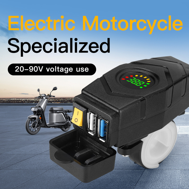 Waterproof 20V-90V 48V 72V 36v Electric Scooter Motorcycle Charger Dual USB Scooter Charger Port for Mobile Phone