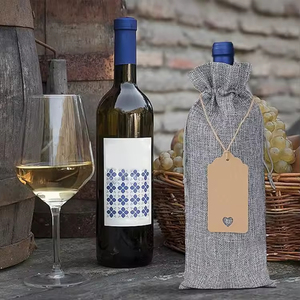 <strong>Wholesale</strong> Custom Printing Logo Christmas Wine Packaging <strong>Tote</strong> Glass Carrier <strong>Bag</strong> <strong>Jute</strong> Drawstring <strong>Bag</strong> for Shopping - Product Image 5