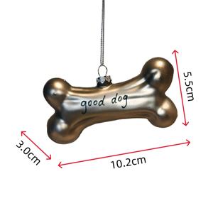 सर्वश्रेष्ठ विक्रेता ग्लास कुत्ते पंजा प्रिंट हड्डी अलंकृत रंग क्रिसमस फांसी सजावटी उपहार उपहार - Product Image 3