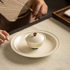 Plateau à thé rétro en céramique, service à thé, support pour théière, assiette simple japonaise pour fruits secs, assiette à collation, assiette d'accessoires pour cérémonie du thé - Product Image 4