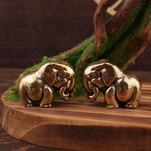 Solid Brass <b>Elephant</b> Figurine 2Pcs Antique Style Feng Shui <b>Decor</b> Living Room Craft - Product Image 1