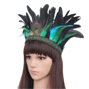 ファンシーカーニバルフェザーヘアヘッドバンド-鶏と孔雀の羽根を使った大人向けハロウィンパーティーアクセサリー（人気商品） - Product Image 1