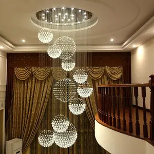 Modern E14 LED Crystal Chandelier Hotel Lobby Decoration K9 Large Stair Luxury Crystal Hanging Light