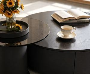 Modern <b>Round</b> <b>Coffee</b> <b>Table</b> Set Tempered Glass Top Metal Frame Storage Living Room Furniture - Product Image 4