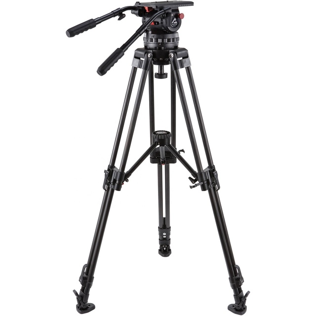 MagicLine Video Tripod System with V35P Fluid Head EFP150/CF2 Carbon Fiber Broadcst TV Tripod Mid-Level Spreader 45 kg Payload