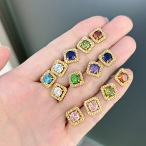 Aretes con Incrustaciones de Circonita Cúbica de Grado 4A+ JXX, Chapados en Oro, Diseño Personalizable, Juego de Aretes Resistentes al Deslustre - Product Image 2