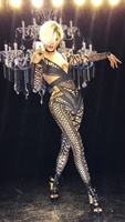 Body une pièce sexy manches longues blanc spectacle danseur justaucorps glisser reine mince femmes barboteuses fête club strass combinaisons
