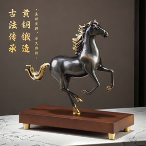 Escultura de Caballo Galopante en Bronce, Figura con Crin Dorada, Símbolo de Éxito, Decoración de Oficina, Regalo Empresarial - Product Image 4