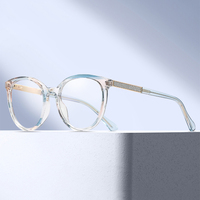 MS 82243, gafas ópticas a la moda para mujer, bonito diseño de montura completa con función de luz antiazul, lentes de resina transparente