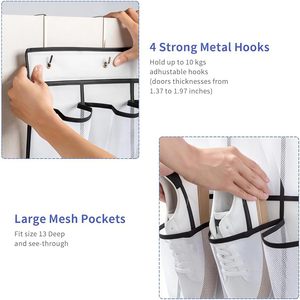 Organizador de zapatos con 35 bolsillos para colgar sobre la puerta, almacenamiento de malla para zapatos detrás de la puerta, montaje en pared, color blanco - Product Image 4