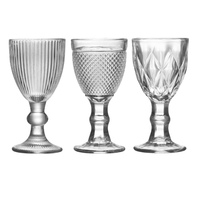 Verres à vin rouge en verre gaufré à long pied JH 2026, personnalisables avec logo, pour fêtes et mariages, style rétro, type gobelet