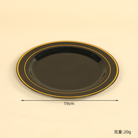 Assiettes rondes jetables en plastique PS noir, blanc et or, résistantes, de luxe, pour dîner et dessert, pour mariage et fête d'anniversaire