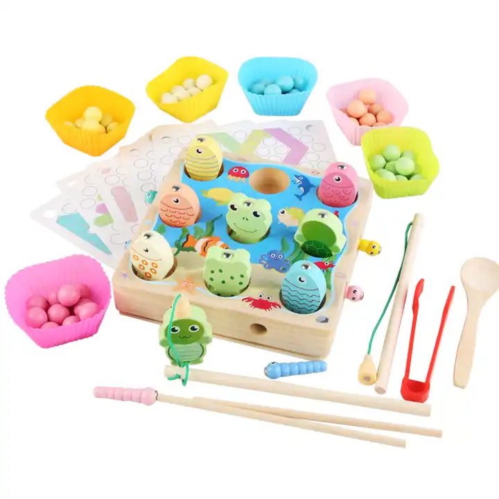 Wooden Magnetic Fishing Game Toy Box