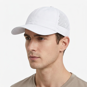 White 6-Panel Velour/Canvas Waterproof Trucker <b>Hat</b> Breathable Adjustable Fit for Outdoor Casual Wear Unisex Adult Spring <b>Summer</b> - Product Image 1