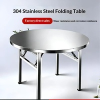 Table pliante robuste en acier inoxydable, portable, pour barbecue et repas en extérieur, stand commercial, marché nocturne