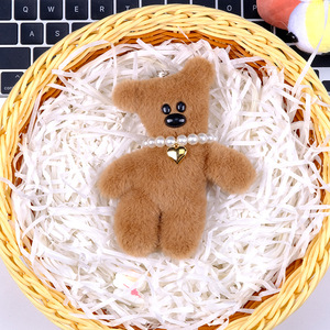 부드러운 털이 있는 곰 열쇠고리 하트 안경 만화 동물 펜던트 가방 액세서리 도매 - Product Image 6