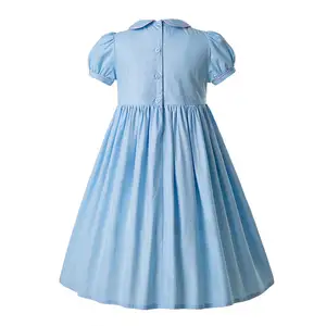 Cina fabbrica di alta qualità fiori eleganti geometrici smocking dress kids ODM OEM girl princess dresses