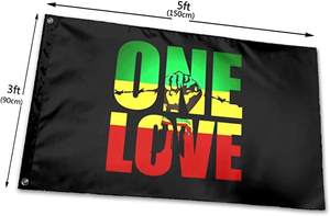 Pas de quantité minimale de commande 100% Polyester Tenture Murale Campagne Pas Cher One Love avec Drapeau Rasta Personnalisé <span class=keywords><strong>Persona</strong></span> Design Taille <span class=keywords><strong>3</strong></span>*5 Drapeau - Product Image 3