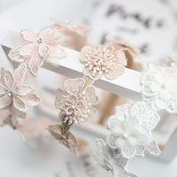 Accessoires pour cheveux d'enfants style coréen et japonais, vente en gros, bandeaux faits main en dentelle pour bébés filles, fleurs de perles pour nourrissons