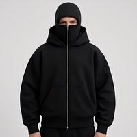 Sweat à capuche zippé intégral personnalisé pour homme en molleton technique, avec double capuche et masque intégré, en coton épais, coupe oversize, style streetwear décontracté, pour l'hiver et l'extérieur