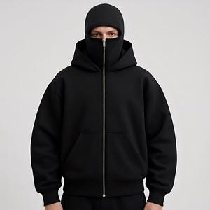 Sudadera con capucha doble y cremallera completa de forro polar técnico para hombre, de algodón grueso, estilo oversize, informal, para invierno y actividades al aire libre. - Product Image 2