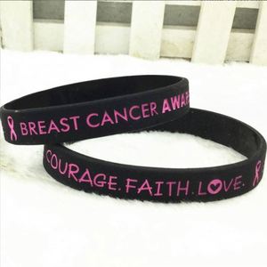 <b>Breast</b> Cancer Awareness Customized Festival Wristband Embossed Silk Screen Printing <b>Silicone</b> Bracelets - Product Image 5