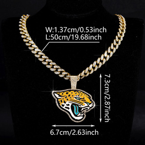 Hochwertige Messing Jacksonville Jaguars N FL Anhänger-Halskette für Männer Hip-Hop Iced Cuban <span class=keywords><strong>Chain</strong></span> Schmuck Strass Vergoldet Laborgeprüft - Product Image 4