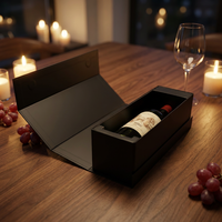 Boîte à vin pliable en gros pour une bouteille, emballage plat en carton, boîte cadeau avec fermeture magnétique, logo personnalisé
