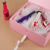 Boîtes cadeaux pliables de luxe en matériaux recyclés roses avec fermeture magnétique et doublure en éponge pour emballage de cadeaux rectangulaires