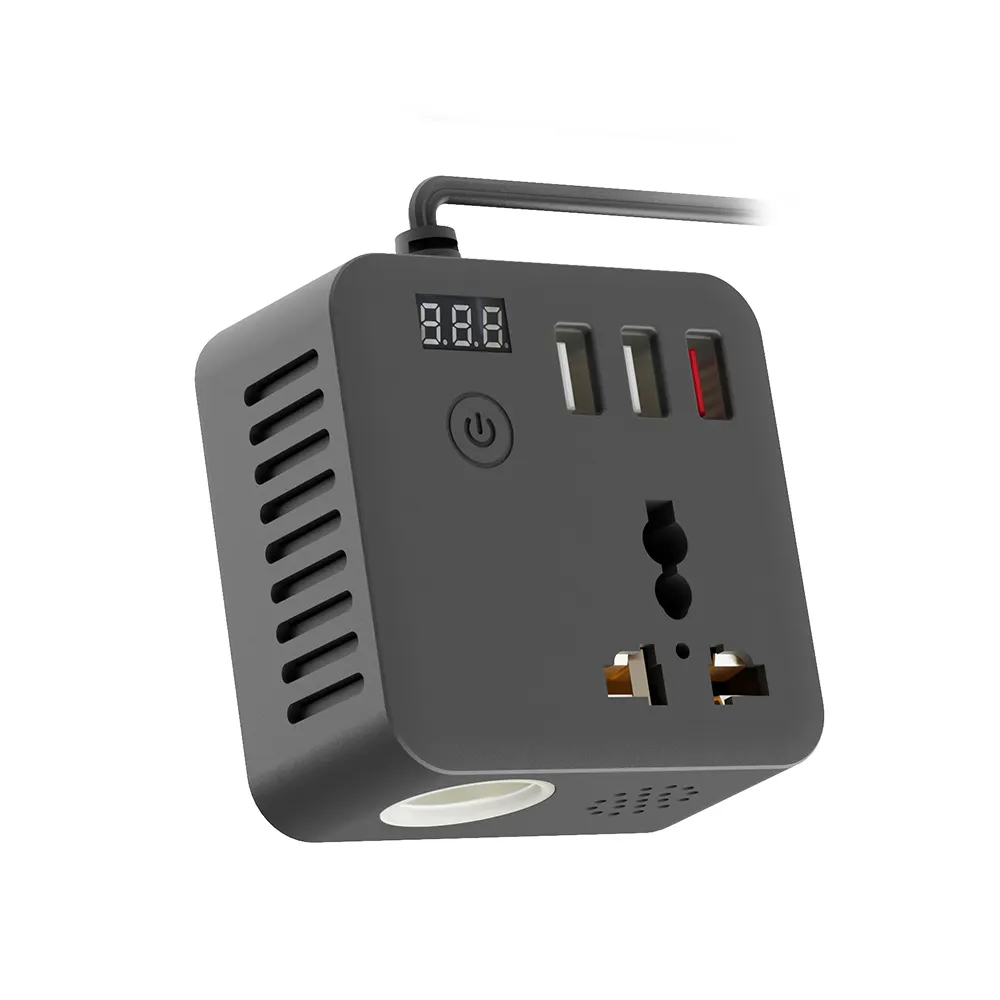 Onde sinusoïdale modifiée Portable 100W Dc 12/24 Volts à 110V 220V Mini onduleur de voiture de cigarette avec chargeur Usb Qc3.0