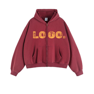 เสื้อฮู้ดดี้พรีเมียมใหม่ 400 กรัม ผ้าหนา ซิปหน้า สไตล์สตรีทแวร์ ทรงโอเวอร์ไซส์ แขนยาว สำหรับผู้ชาย รับสกรีนโลโก้ - Product Image 1