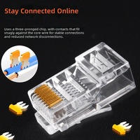 Connecteur RJ45 & RJ11, Prise Modulaire Plaquée Or Cat5e Cat6, Connecteur Transparent pour Câble Ethernet & Téléphonique en PC