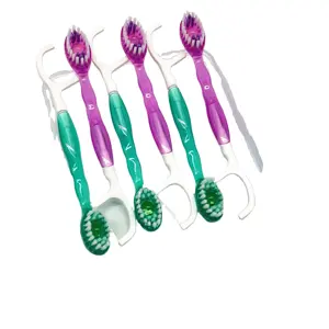 Mini cepillo de dientes desechable OEM de 4 piezas con pasta de dientes con cuentas en movimiento