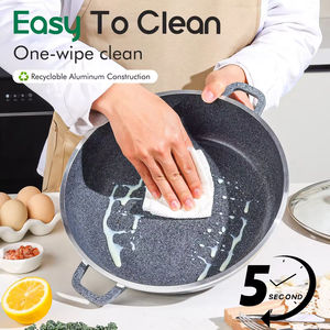 Moderno y Elegante Juego de 10 Piezas de Ollas de Sopa de Aluminio Fundido Antiadherente con Diseño de Mármol Sostenible y Material de Granito de Piedra Maifan - Product Image 4