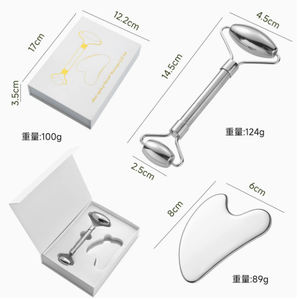 Ensemble <span class=keywords><strong>Gua</strong></span> <span class=keywords><strong>Sha</strong></span> et Rouleau en Acier Inoxydable, <span class=keywords><strong>Gua</strong></span> <span class=keywords><strong>Sha</strong></span> pour <span class=keywords><strong>le</strong></span> Visage avec Pochette en Tissu, Outils de Massage Facial et Rouleau pour <span class=keywords><strong>le</strong></span> Visage - Product Image 4