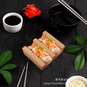 Wooden Sushi Roll Rack Tiered Display <b>Stand</b> For Restaurant Serving Tray - Product Image 4