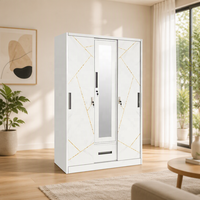 Armoire métallique sur mesure avec portes coulissantes, motif en acier, armoire de chambre à coucher avec miroir, impressions et styles personnalisables